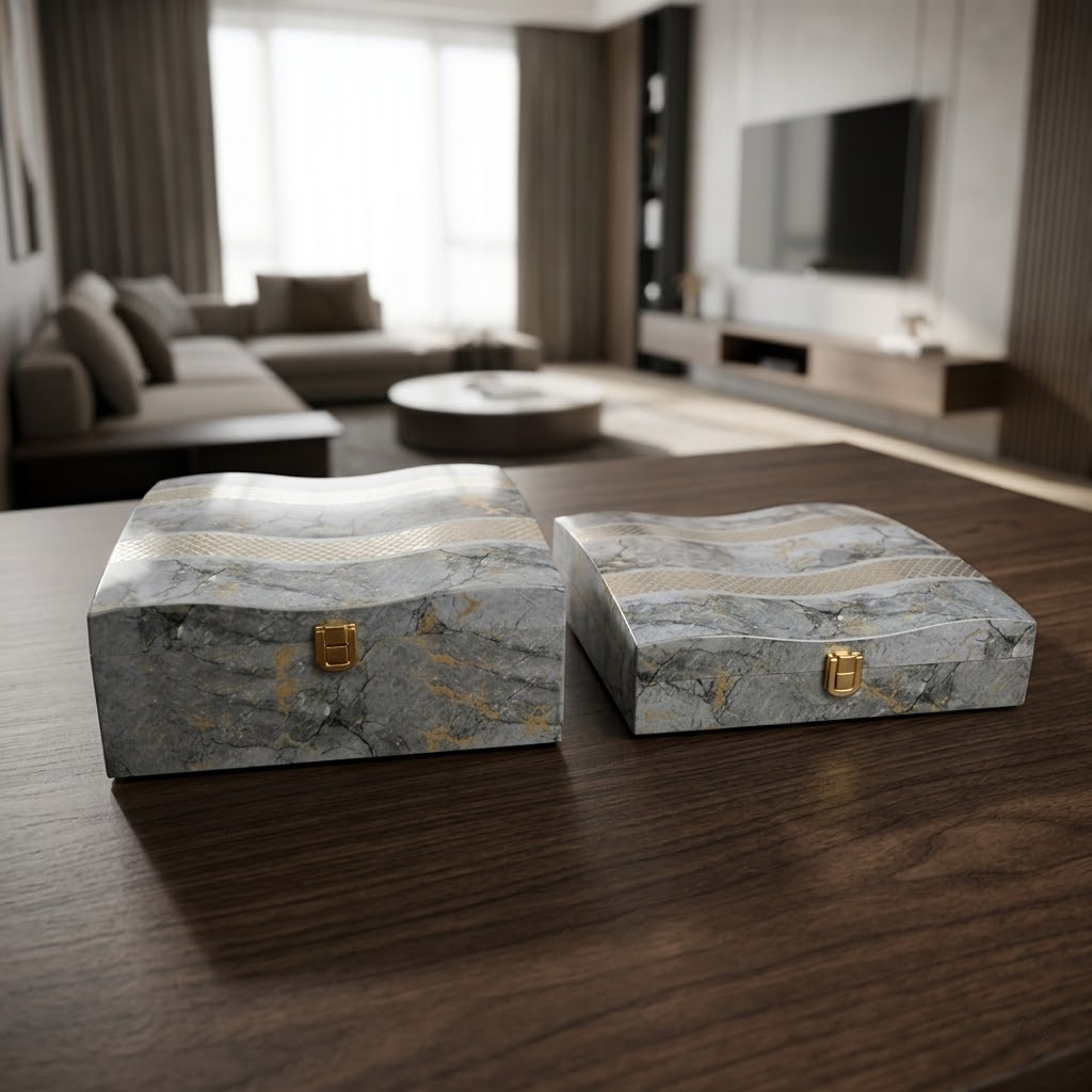 Set of 2 Pieces : (S01,P001,GreyMrbl)