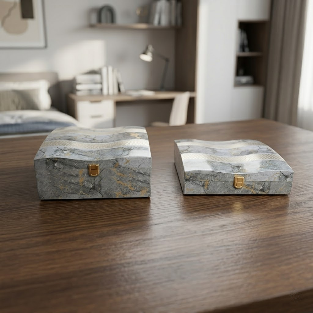 Set of 2 Pieces : (S01,P001,GreyMrbl)