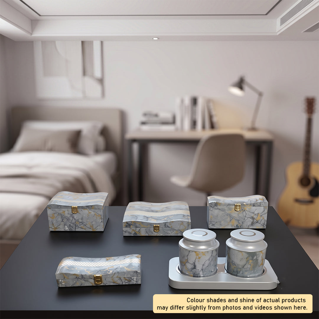 Set of 5 Pieces : (S5-3,P001,GreyMrbl)