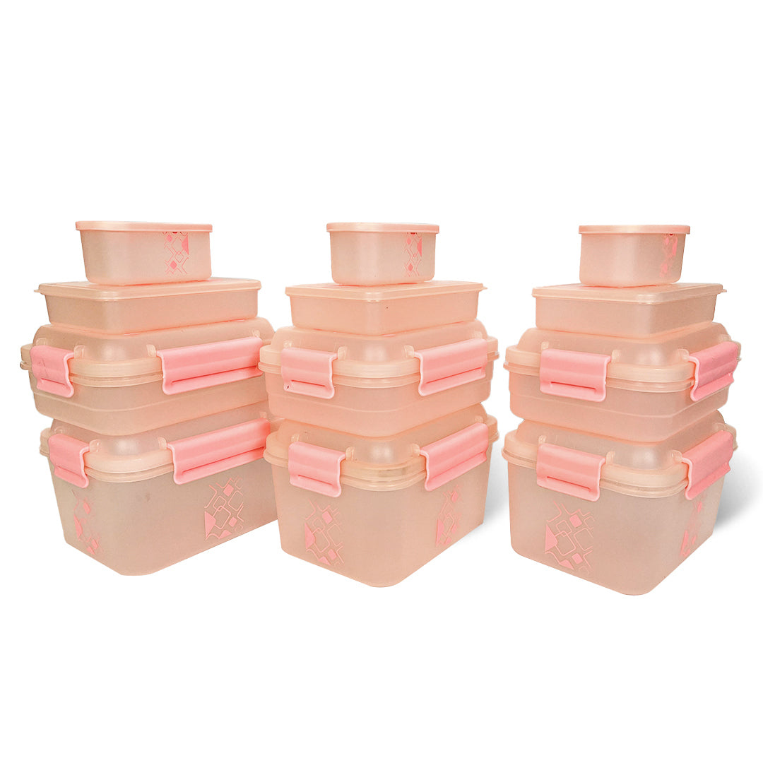 Multipurpose Food Storage Container for Dry Fruits, Pulses, Rice, Grain, Wheat |Semi-Transparent & Airtight | BPA-Free | Kitchen Organizer | Set of 12 – 3x1900 ml, 3x900 ml, 3x350 ml, 3x190 ml | Rectangular Shape