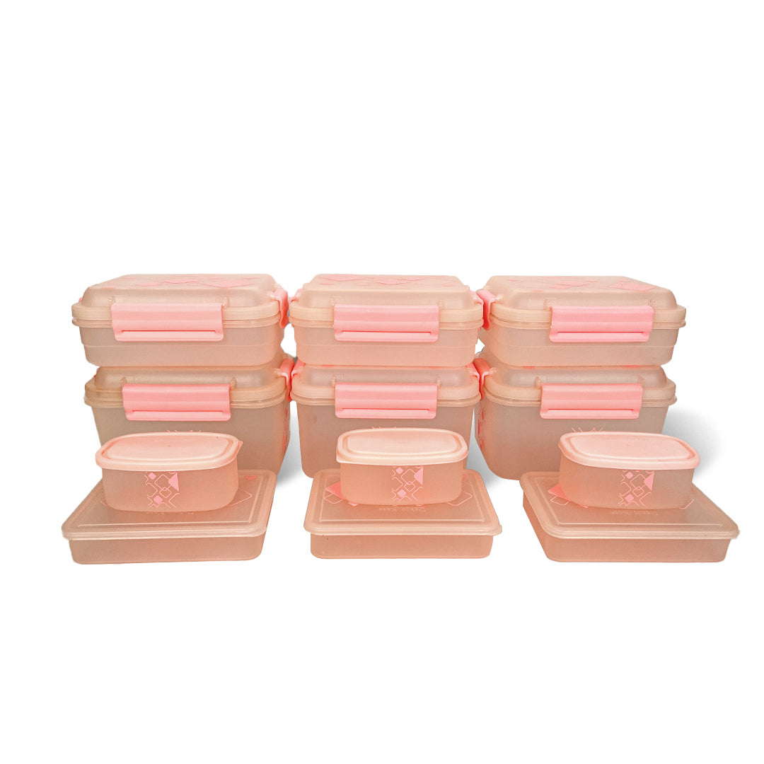 Multipurpose Food Storage Container for Dry Fruits, Pulses, Rice, Grain, Wheat |Semi-Transparent & Airtight | BPA-Free | Kitchen Organizer | Set of 12 – 3x1900 ml, 3x900 ml, 3x350 ml, 3x190 ml | Rectangular Shape