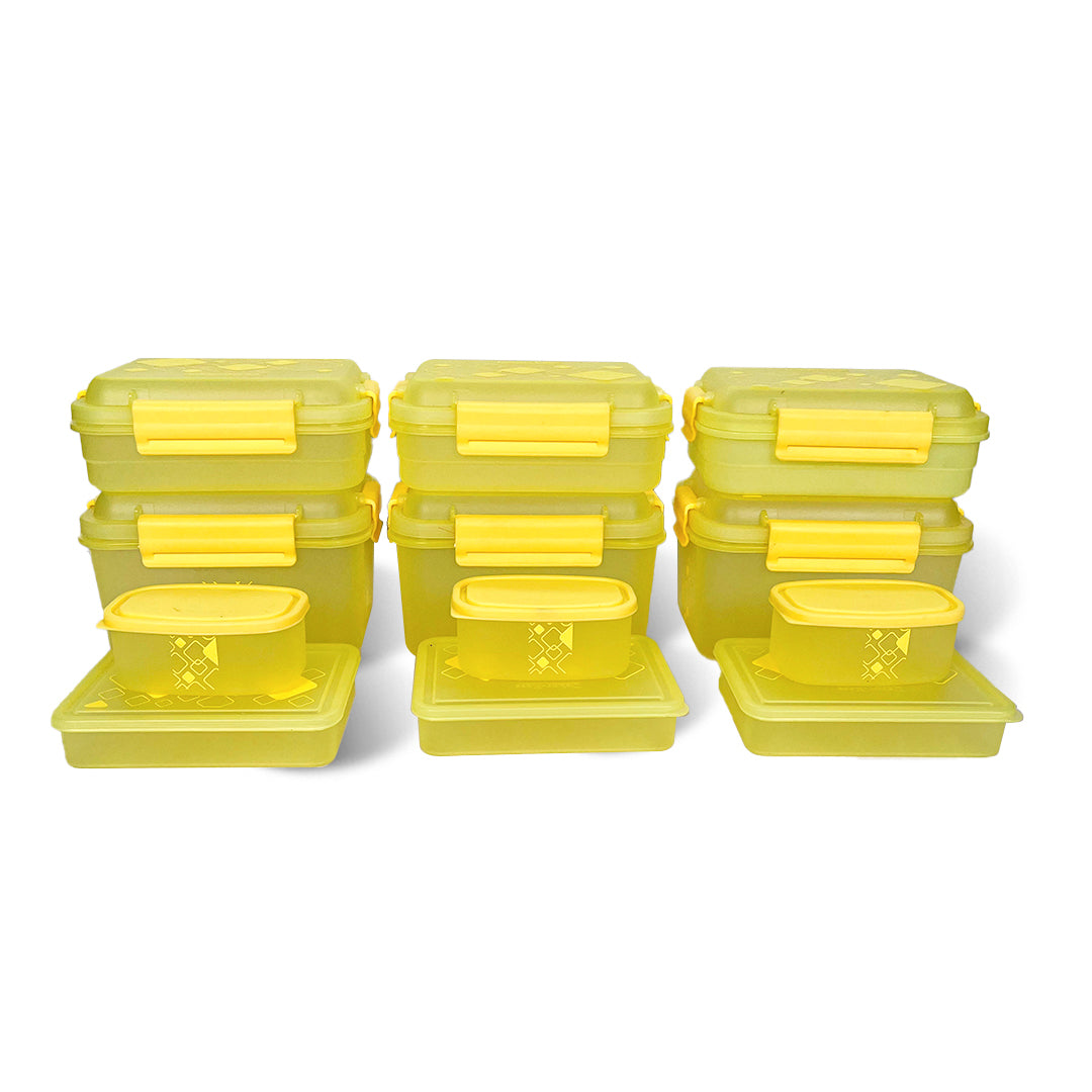 Multipurpose Food Storage Container for Dry Fruits, Pulses, Rice, Grain, Wheat |Semi-Transparent & Airtight | BPA-Free | Kitchen Organizer | Set of 12 – 3x1900 ml, 3x900 ml, 3x350 ml, 3x190 ml | Rectangular Shape