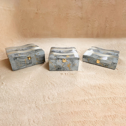 Set of 3 Pieces :  (PJ3-001-GreyMrbl)